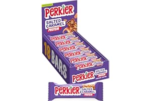 Perkier Salted Caramel Snack Bars (18 Pack) – Vegan – Gluten Free – Protein – High Fibre – Lower Sugar - Natural Ingredients – Lower Calorie – Healthy – No Palm Oil