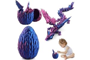 SZHHRXI 3D Gedrucktes Drachenei mit Realistischem Drachen, Geheimnisvolles Spielzeug, Kristall-Drache im Ei, Drachenfiguren, Ewegliche Gelenke mit Drache (lila)