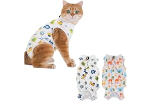 GIEEU Traje de recuperación para gatos, 2 unidades, chaleco para después de la cirugía, body protector posoperatorio para gatos, traje de recuperación de heridas abdominales femeninas, talla M (gato