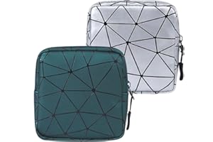OMZSXK Tampon Binden Aufbewahrung, 2 Stück Tampon Aufbewahrungstasche, Tragbar Tampontasche mit Reißverschluss,Perioden Tasche Mini Täschchen,Menstruation Taschen für Damen Mädchen (Grün+Silber)