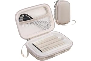 Lacdo Hard Carrying Case for Samsung T7 Shield / T7 / T7 Touch Portable Solid State Drives 500GB 1TB 2TB 4TB USB 3.2 External SSD Hard EVA Shockproof Storage Travel Bag, Beige