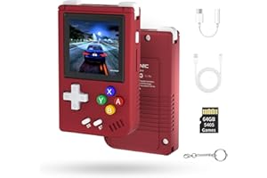 Whatsko Anbernic RG Nano Mini consola de juegos retro de mano,CNC de aleación de aluminio,altavoz Hi-Fi reproductor de música,pantalla IPS de 1,54" tarjeta TF 64G（Rojo）