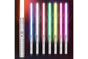 Wisbecost Lightsaber, LED-RGB Espada Laser 7 Colores Sable de Luz con Mango de Metal, 1 Juegos de Sonido de Combate Simulado, 丨Cosplay Jedi Knight丨Carga USB(77cm Darth-Gris)