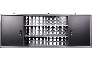 Ondis24 - Armario de herramientas de metal, 160 x 16 x 60 cm, 2 puertas con cerradura, armario colgante con estantes, Negro