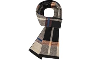 KOTASHION Mens Winter Scarf Fashionable Business Plaid Scarf Warm and Soft Skin Friendly Mens Scarf Christmas and Birthday Gift for Men