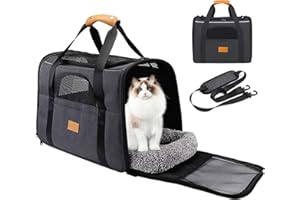 Misvayli Large Cat Carrier for Car Travel, Pet Transport Carrier Kitten Cat Dog Puppy Animal, Collapsible Transport Car Travel Box Cage Made of Oxford Fabric(Black)