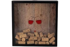 Castell Deco - Raccoglitore di tappi di vino, scatola per la raccolta di tappi e tappi di sughero, Realizzato in vero legno e vetro