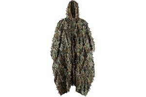 Zicac Telo Mimetico, Ghillie Suit,Tuta Mimetica con Foglie in Poliestere 3D,Abbigliamento da Caccia Invisibile nella Foresta per la Caccia Fotografica
