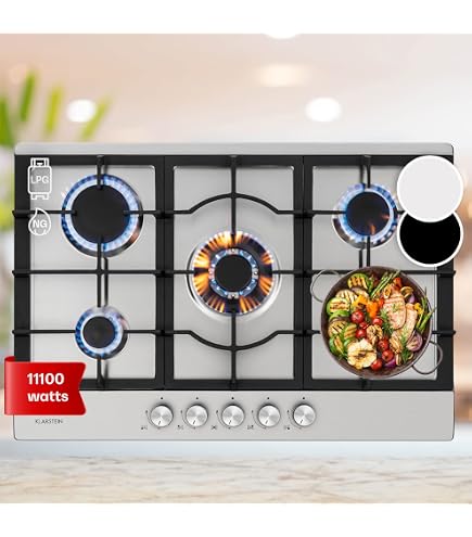 MILLAR GH9051TB 5 Burner Built-in Gas on Glass Hob 90cm Cast Iron Stands 6490264