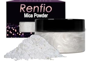 Renfio Pigment En Poudre De Mica 3,5 oz 100g, Naturel Colorant Pour Bougie, Colorant Resine Epoxy, Pour La De Fabrication De Savon, Slime, Bombes De Bain, Et Peinture, resine ongle – Diamant blanc