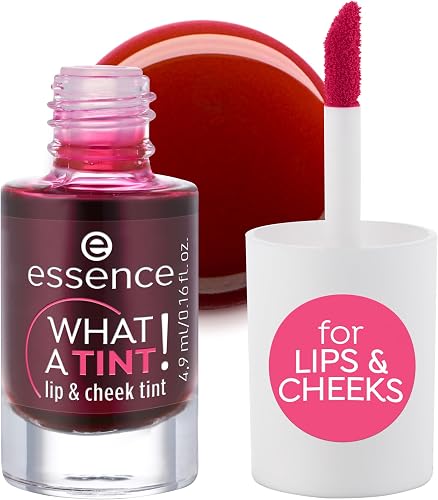 essence WHAT A TINT! lip & cheek tint Vegano 01 Kiss from a Rose 4,9 ml | Tinte y Colorete Líquido para Labios y Mejillas, Co