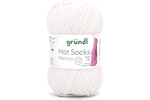 ‎GRÜNDL Gründl Hots Socks Merino uni, 4-fädige Sockenwolle, 50 g /200m,75% Schurwolle (Merino, superwash), 25% Polyamid,mulesing frei, Öko-tex Standard, (01 weiß)