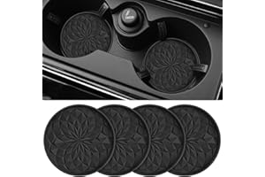 STLIAN Car Coasters for Cup Holders [4 Pack] - 2.75In Silicone Auto Mug Mats - Universal Non-Slip Recessed Car Interior Accessories Black