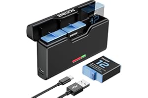 ENEGON Zestaw akumulatorów do GoPro Hero 12, 11, 10, 9 – 3 × 1800 mAh i 3-kanałowa ładowarka USB LCD, w pełni kompatybilny (3 x akumulatory + 1 x ładowarka