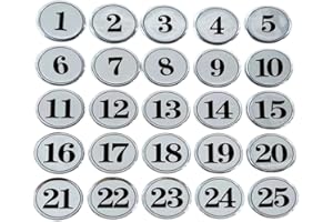 NanTun Round Table Number Storage Locker Cabinet Numbers Pubs Restaurants Clubs Tags- Silver 1-25