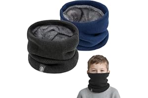 SEFIRST 2 Pièces Tour de Cou pour Enfant, Polaire Cache Cou, Gaiter Masque Cagoule Cache-Cou Hiver écharpe Coupe-Vent Ski Élastique Épais Snood pour Moto Ski Marche Course Voyage, Noir Bleu