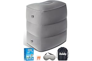 iBeleby Airplane Foot Rest, Inflatable Footrest for Kids to Sleep, Adjustable Height Leg Rest Pillow in Office & Home, Toddlers Travel Bed Box, Portable Travel Accessories for Long Flight, Car (1PCS)