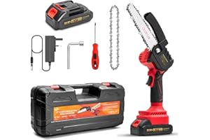 HFAN Mini Chainsaw Cordless 6 Inch, Handheld Powerful Electric Chainsaw Battery Powered, Brushless Motor Chain Saws to Cut Wood Tool with Charger & Battery for Courtyard Household and Garden Cutting Trees