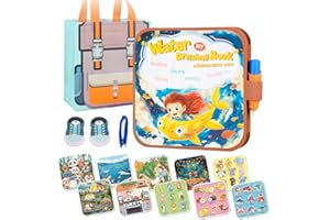 FANTSPATI Livres de Peinture Magiques sur les Animaux de L'océan Réutilisables Avec Des Stylos à Eau, Jouets de Voyage pour Les Tout-Petits en Avion Autocollants de Cuisine pour Les Enfants de 3, 4, 5, 6, 7 Ans
