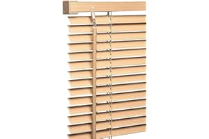 My Home Store PVC window Venetian Blind Blinds Easy Fit Trimmable Fittings Window Treatment Shutter Twist Open Close (Natural-Wood Grain Effect, 75cm wide (29.5") x 213cm Drop)