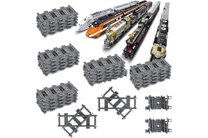 RANJIMA Vías de Tren Rieles de la Ciudad, 42pcs City Tren Rieles,City Vías para Tren de Juguete,Vías Juegos de Trenes,Accesorio para Sets de Trenes de Juguete,Juego de Construcción para Niños y Niñas