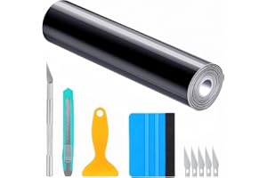 ‎YAOBLUESEA YAOBLUESEA Folie für Auto, Glanz Flexibel Wasserdichter Auto Vinyl Wrapping Folie Lackschutzfolie DIY Blasenfrei Schutzfolie Dekorative mit Installations Zubehör 300x30cm Schwarz für Fahrrad Motorrad