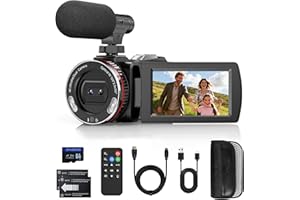CAUPUREYE Videocamera 4K 60FPS Camcorder, 48MP 21X Zoom Digitale Vlogging Camera per Youtube, 3.0" 270° Ruota lo Schermo Video Camera, Vlog Camera con Mic, Cavo HDMI, Telecomando, Scheda da 64 GB, 2 Batterie