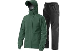 Coutyuyi Men's Waterproof Jacket with Pants Two Pieces Lightweight Raincoat Outdoor Rain Suit