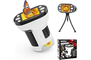 Mexlyca 1000X Handheld Microscope for Kids, 2.0" Screen Pocket Microscope, Adjustable LED Screen Rechargeable, Toys for Christmas Birthday Gifts Toys Portable Edu Gift Age 6-12 Children Students