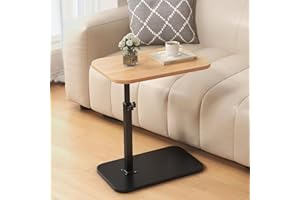 AHSBND Beistelltisch Holz Klein Couchtisch Sofatisch: C Form Höhenverstellbar Couch Mobiler Kaffeetisch Klein Side Table Laptop Stand für Wohnzimmer Schlafzimmer (Holzfarbe)