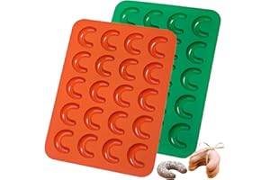 Webake Vanillekipferl Backform Silikon 2 Stück Vanillekipferl Form Silikonform Vanillekipferl Backblech Kipferl Backform Kipferlblech für Schokolade Eiswürfel Pralinen