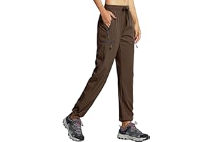 Libin Pantalon de Randonnée pour Femmes Léger Séchage Rapide Été Cargo Imperméable Montagne Pantalon Travail Extensible avec Poche Zippée
