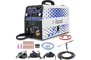 Reboot MIG Welder 250Amp Gas Gasless MIG/Stick/Lift TIG Welder 6 in 1 Flux Core/Solid Wire MIG Inverter Welding Machine MMA MIG MAG Stick Welder with WP17-FV Tig Torch