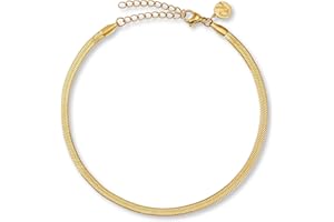 GD GOOD.designs Fußkettchen für Damen - Flache Schlangenkette (3mm) in 18K Gold, Roségold oder Silber I Wasserfest & Verstellbar (22-27cm) - Fußkette aus 316L Edelstahl