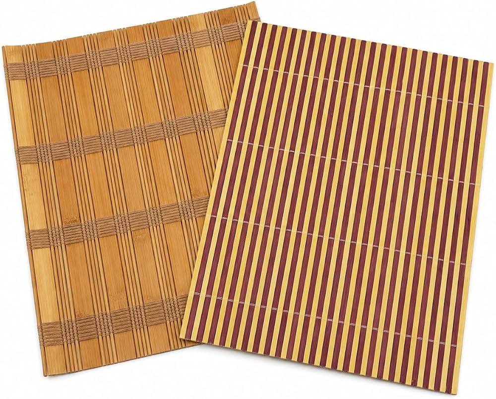 Bambu Amerikan Servis Sofra Altlığı 43 x 30 cm 2 mm Kalınlık Rulo Tasarım Masa ve Sunum Altlığı – Tekli, Karışık Renk