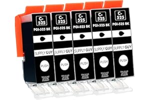 Supply Guy 5 kartridże z czipem kompatybilne z Canon PGI-525 PGBK foto czarny IP4850 IP4950 IX6550 MG5150 MG5250 MG5340 MG5350 MG6150 MG6250 MG8150 MG8240 MG8250 MX715 MX885 MX895