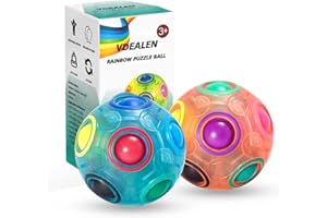 Vdealen Regenbogenball Set Magischer Puzzleball Zappelball Spiel Spaß Stressabbau Geschicklichkeitsspiele Pädagogische Spielzeug Denksport Ball Spielzeug Knobelspiel für Kinder Teens & Erwachsene