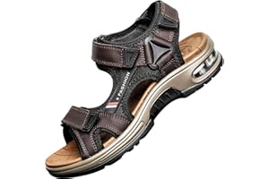 GILKUO Frühling Sommer Herren Sandalen Leder Sport Outdoorsandalen