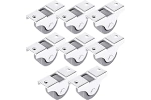 DIFORMA Set of 8 Mini Castors 25mm Rubber and Plastic Fixed in Metal Swivel Case for Furniture, Household Appliances and Equipment