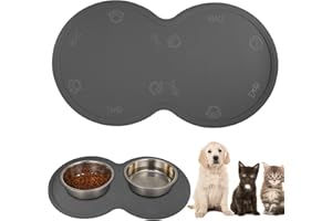 SUSSURRO Dog Food Mat, Feeding Dog Bowl Mats for Floors, Silicone Non Slip Pet Bowl Tray to Stop Messes on Floor, Easy to Clean