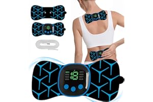 YUCEN EMS Muscle Stimulator, Wireless TENS Machine for Pain Relief, Mini Neck Massager with 2 Pads, Portable Massage Pads Unit for Back, Waist, Neck, Shoulder
