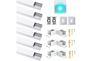 ‎CHESBUNG LED Aluminum Kanal Profil für Bis zu 16mm Streifen, U Form Leiste Aluprofil Schiene Strip Diffusor mit Milchiger Weißer Abdeckung, Eckprofil Geeignet für Philips Hue LED Streifen/Stripe/Band Plus