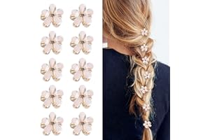 JODSEN 10 Pcs Mini Diamond Hair Claw Clips,Small Hair Clips Flower Hairpins Hair Accessories for Women,Girls,Sweet Mini Barrettes Hair Styling Accessories for Photograph,Daily,Party,Wedding (White)
