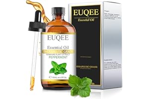 EUQEE Huile Essentielle Menthe Poivrée 118 ml, Huile Menthe Poivrée Pures Naturelles, Menthe Poivrée Huile Essentielle pour Diffuseur, Humidificateur, Aromathérapie, Détendre