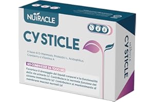 NUTRACLE CYSTICLE - 60 Compresse | D-Mannosio Puro 1200mg | Integratore Cistite, con Mirtillo Rosso, Probiotici e Vitamina A | Per Candida e Infezioni Vie Urinarie | Vegan, Senza Glutine e Lattosio | Made in I