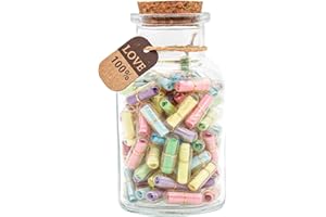 HSXIANG Capsule Letters Message in a Bottle Glass，Capsule Message for Boyfriend/Girlfriend，Love Letter for Valentines Day,Birthday, (Mixed Color 100PCS)