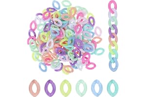 COMNICO Anillos de enlace acrílicos, 500 conectores ovalados de eslabones rápidos, colores caramelos, anillo de enlace abierto, cadenas C para hacer cadena giratoria para bricolaje, bolso, gafas,