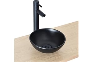 MOB-IN SOHO - Lavabo redondo (cerámica, 26 cm), color negro mate