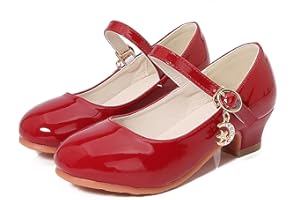 New front Scarpe Eleganti per Ragazze Scarpe col Tacco per Bambine Pelle Verniciata Suola Antiscivolo Feste di Compleanno Feste a Tema Abito da Principessa Estate