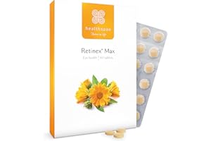 ‎HEALTHSPAN Healthspan Retinex Max | Augengesundheit | 20 mg Lutein & 2.000 ug Zeaxanthin | Zusätzliches Vitamin B2 | Carotinoide aus natürlichen Quellen | Vegan | 60 Tabletten